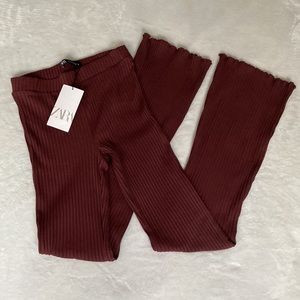 Zara ribbed flare tights Sz Medium NWT